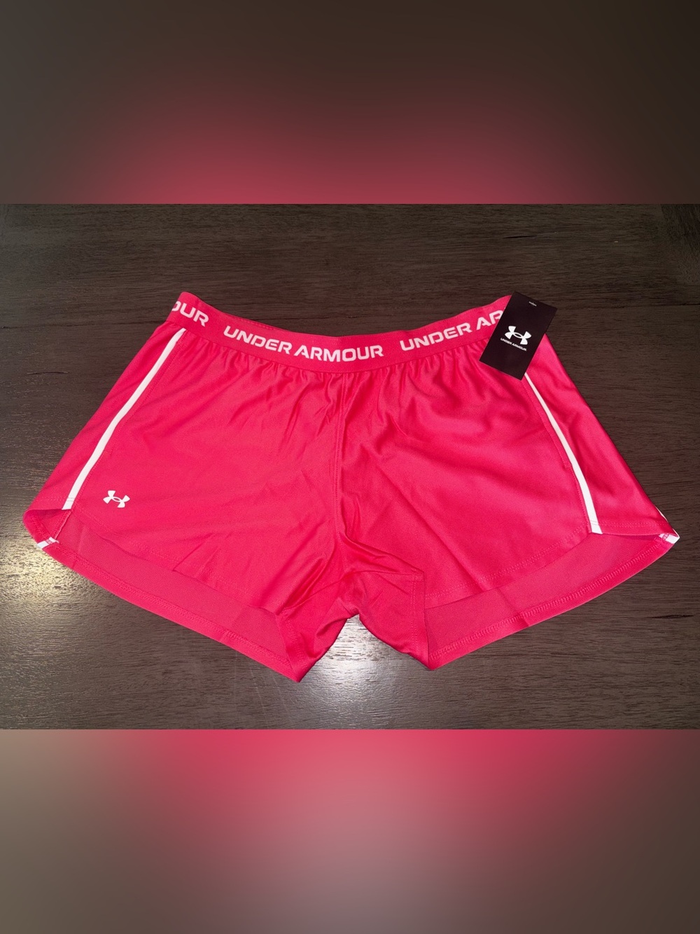 Under Armour Women's Hot Pink Athletic Shorts with Branded Waistband